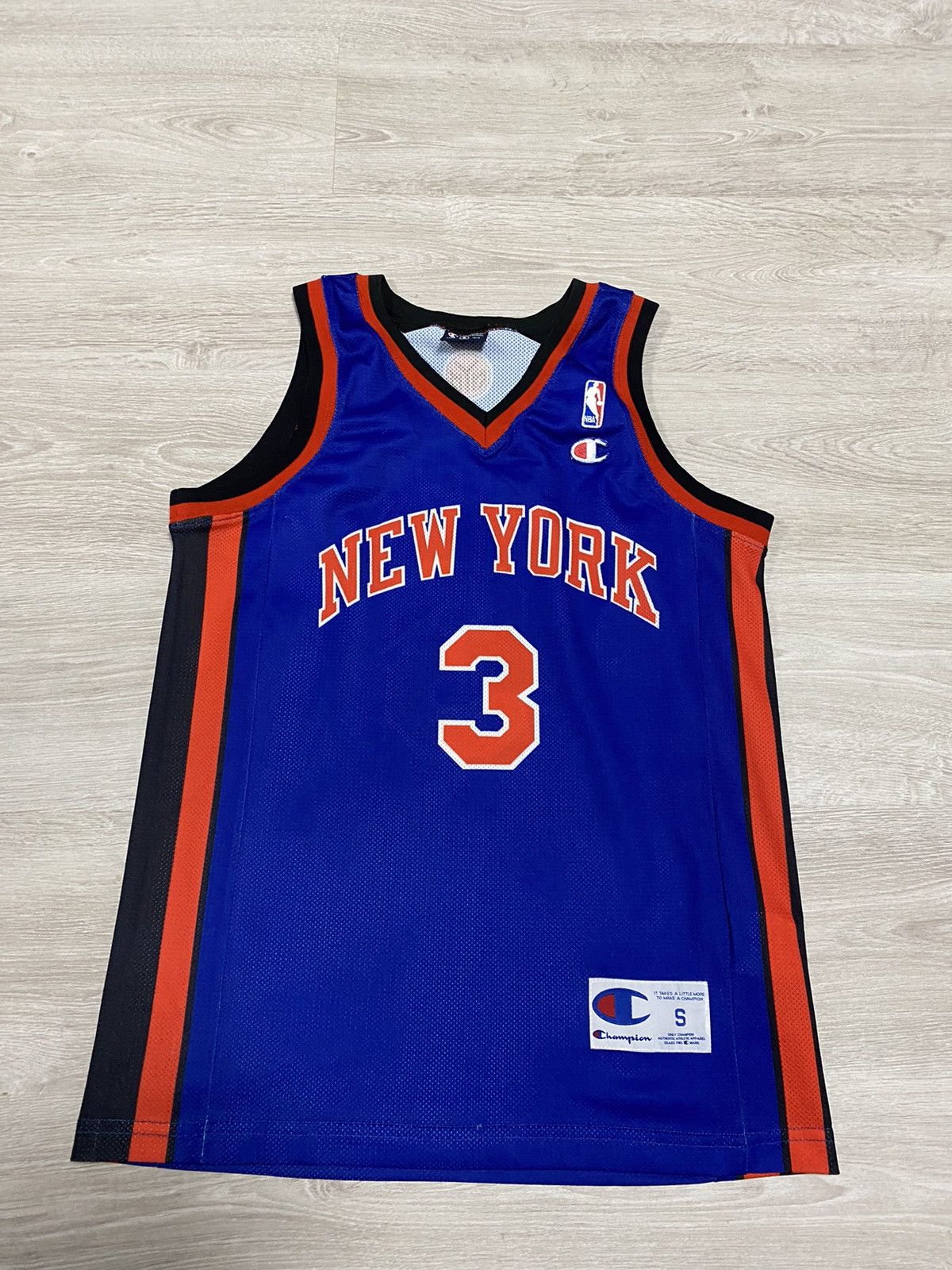 image of New York Knicks Stephon Marbury 3 Jersey Vintage Champion M in Blue, Men's (Size Small)