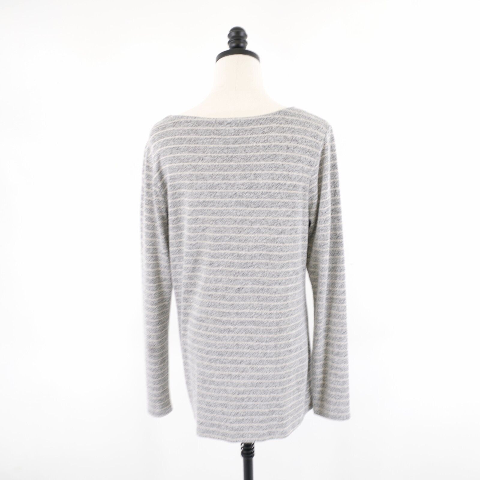 Designer Max & Mia Gray Striped Scoop Neck Front Scrunch Wrap Sweater Size M / US 6-8 / IT 42-44 - 5 Thumbnail