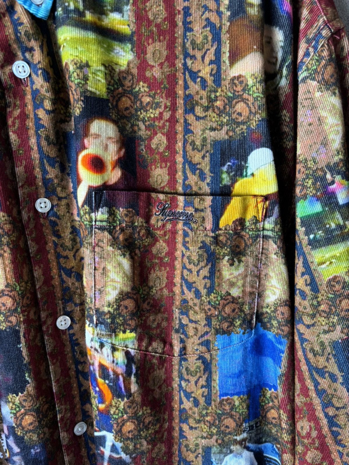 Supreme Mark Leckey Hardcore Printed Corduroy Shirt XLarge