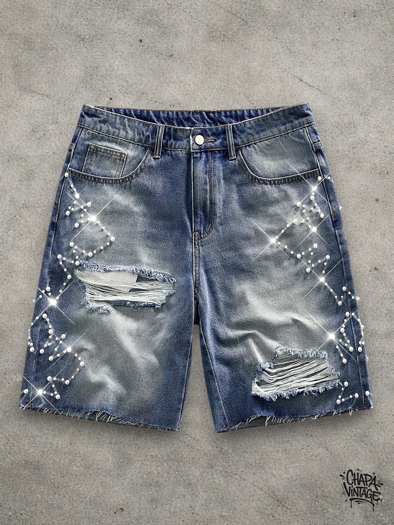 Japanese Brand Distressed washed denim shorts Size US 32 / EU 48 - 1 Thumbnail