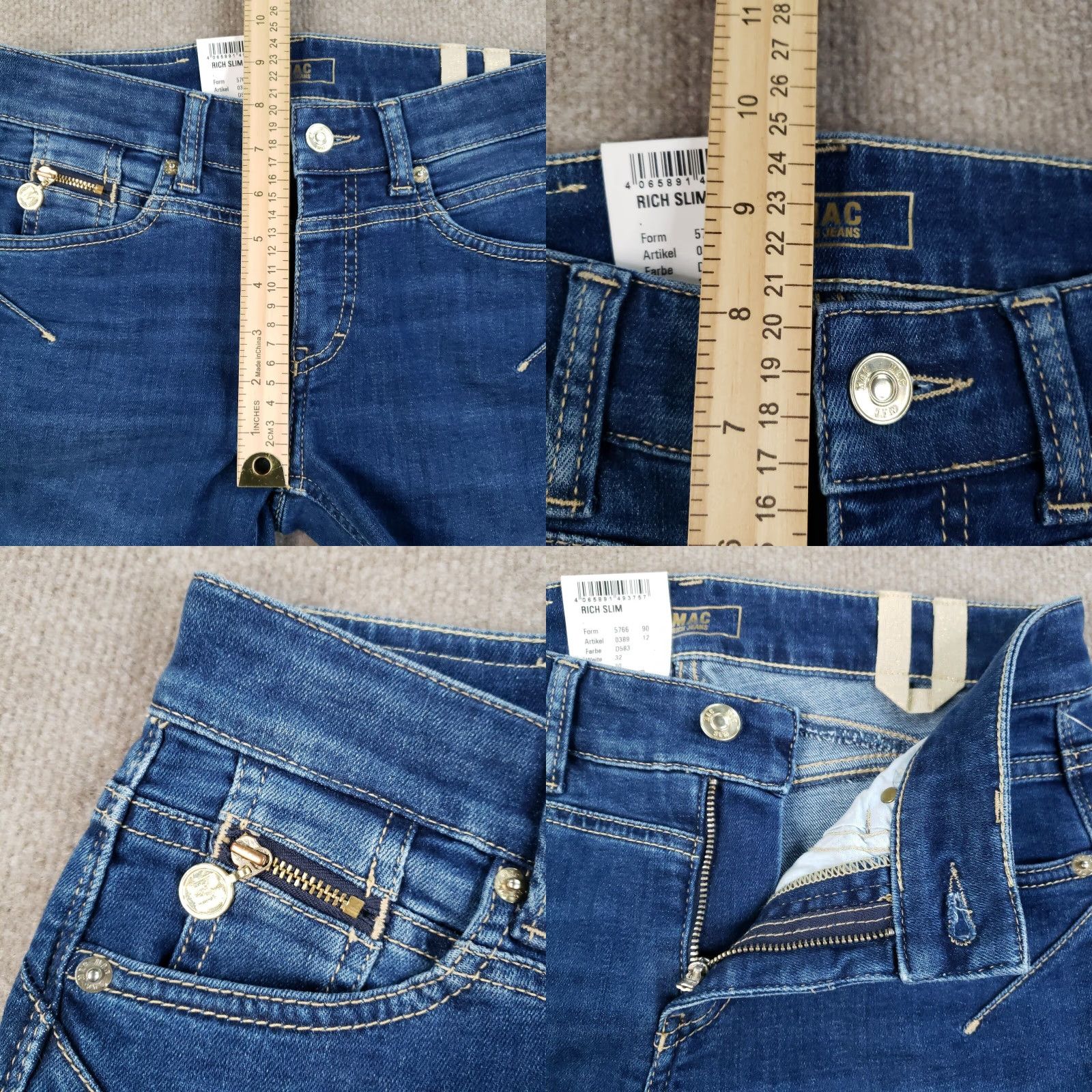Vintage MAC Rich Jeans Slim Straight Denim 28x32 Blue Women Slim Stretch Jeans - MAC Rich - 28 Regular Blue Womens Jeans Straight Style 90s inspired? Size 28" / US 6 / IT 42 - 8 Thumbnail