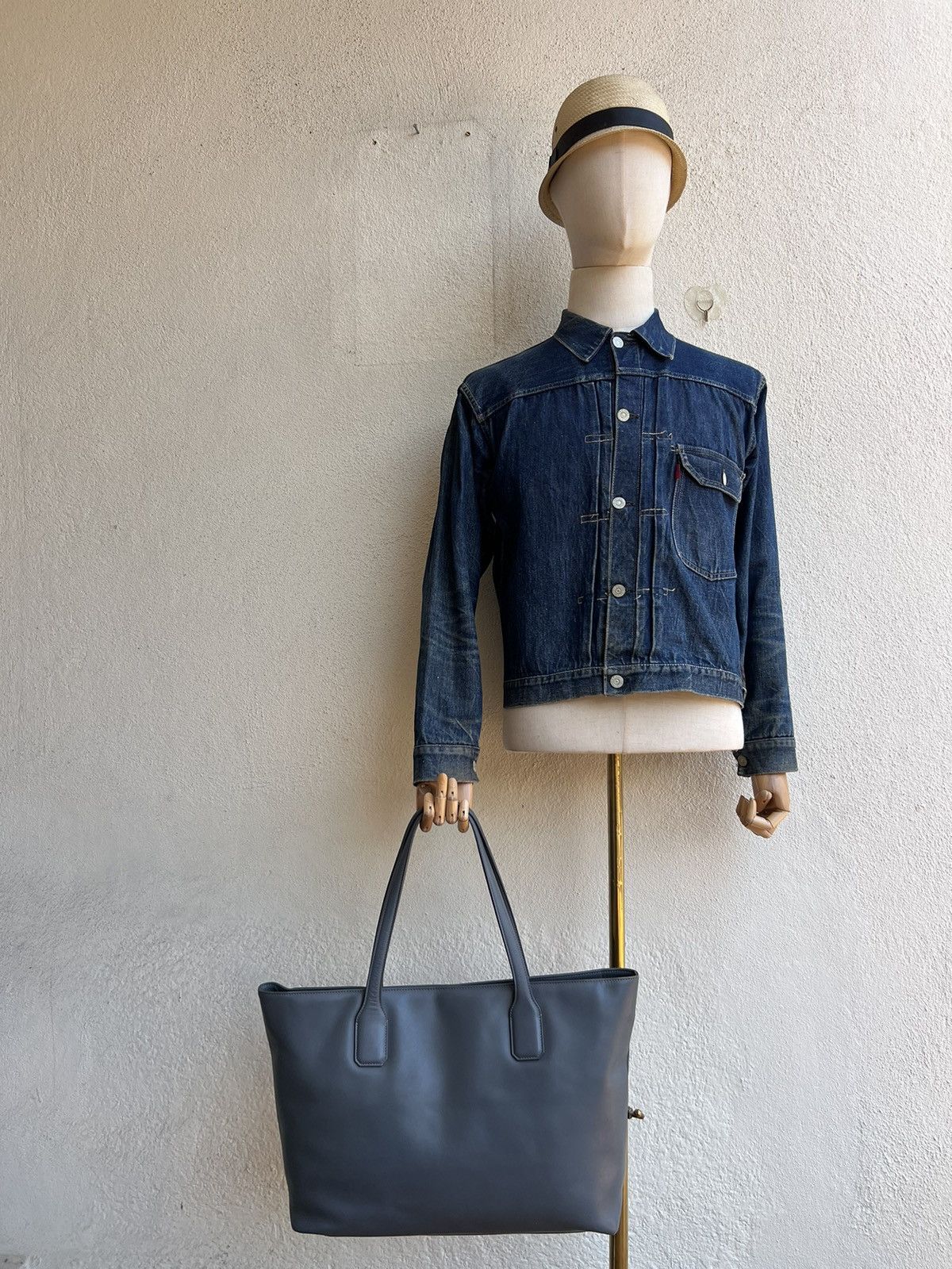Japanese Brand × Leather THE PITH Japan Distress Muddy Patina Leather Tote Bag Size ONE SIZE - 2 Thumbnail