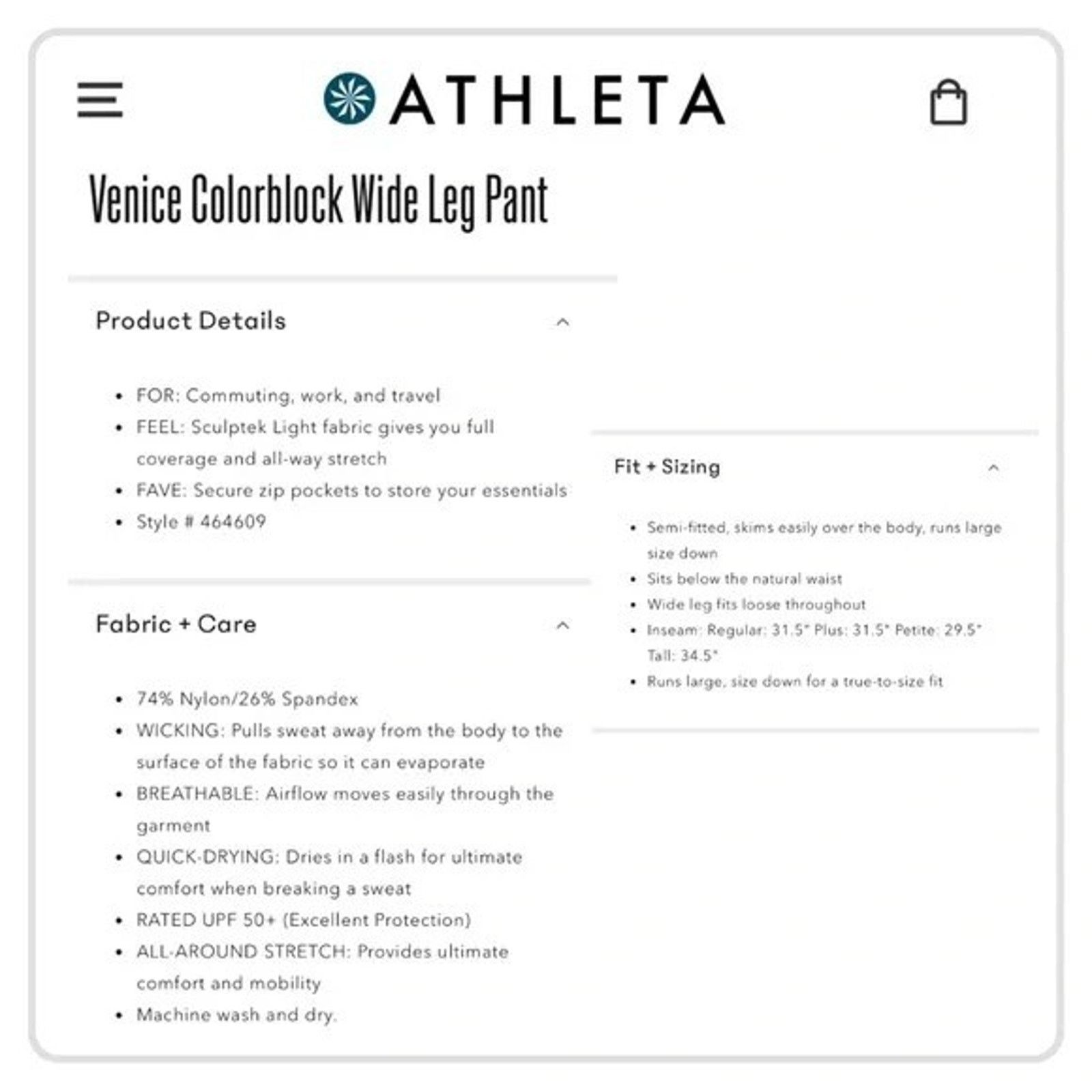 Athleta Athleta Venice Colorblock Wide Leg Pant Rustic Magnolia1X Size 40" / US 18 - 11 Thumbnail
