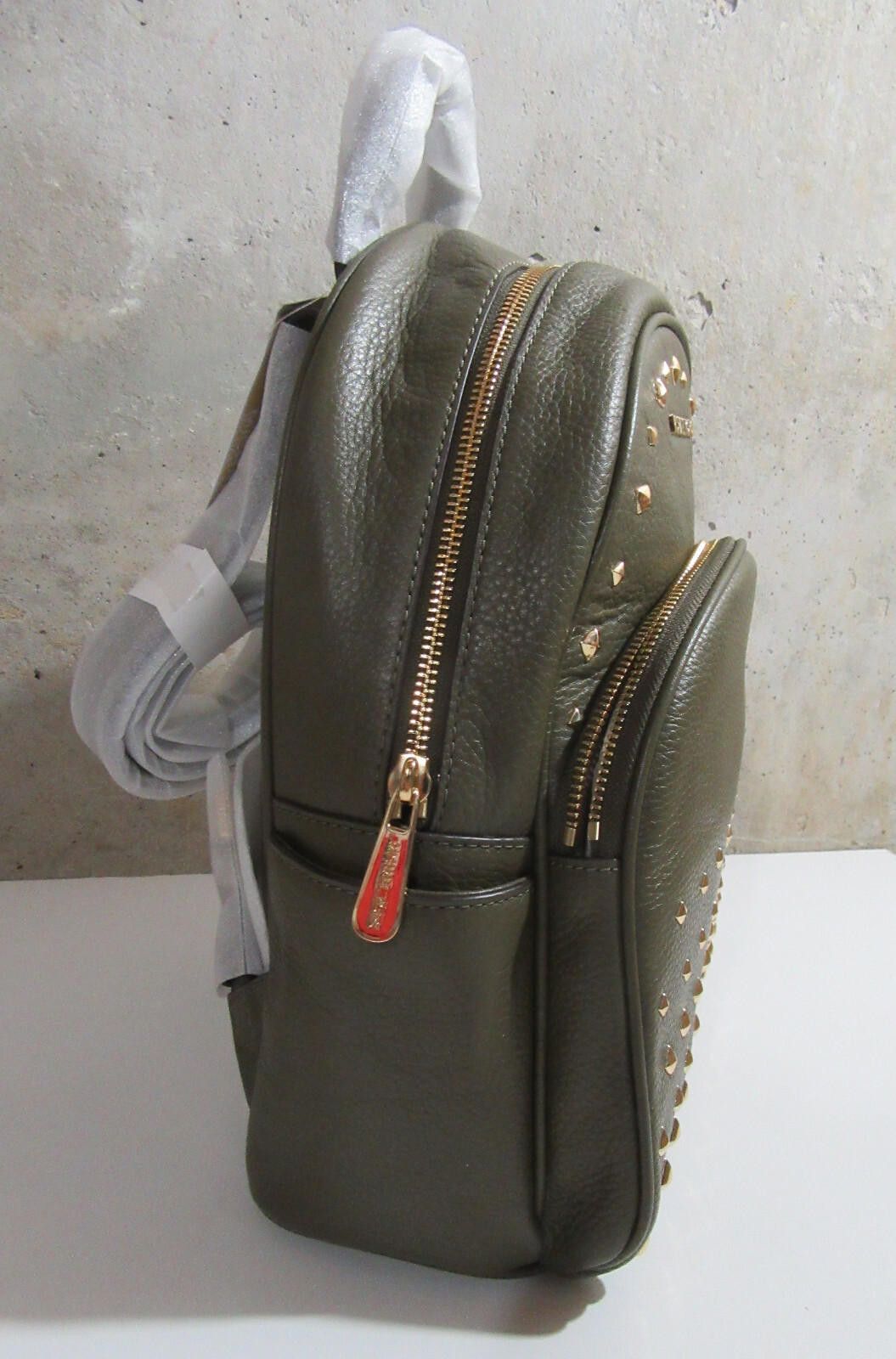 Michael Kors Michael Kors Abbey Leather Medium Studded Backpack Olive NEW Size ONE SIZE - 3 Thumbnail