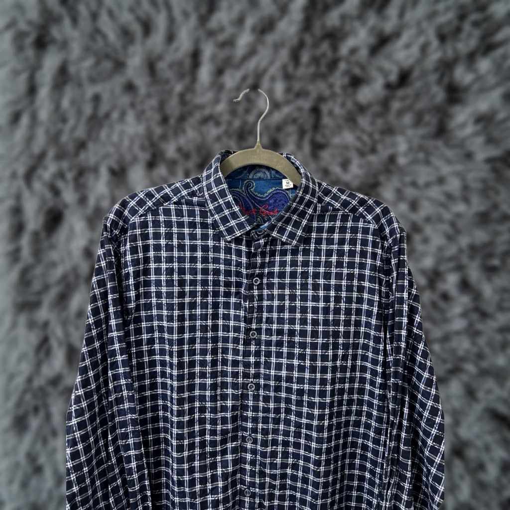 Robert Graham Robert Graham Shirt Mens M Navy Blue Plaid Paisley Button-Down Cotton Long Sleeve Size US M / EU 48-50 / 2 - 1 Thumbnail