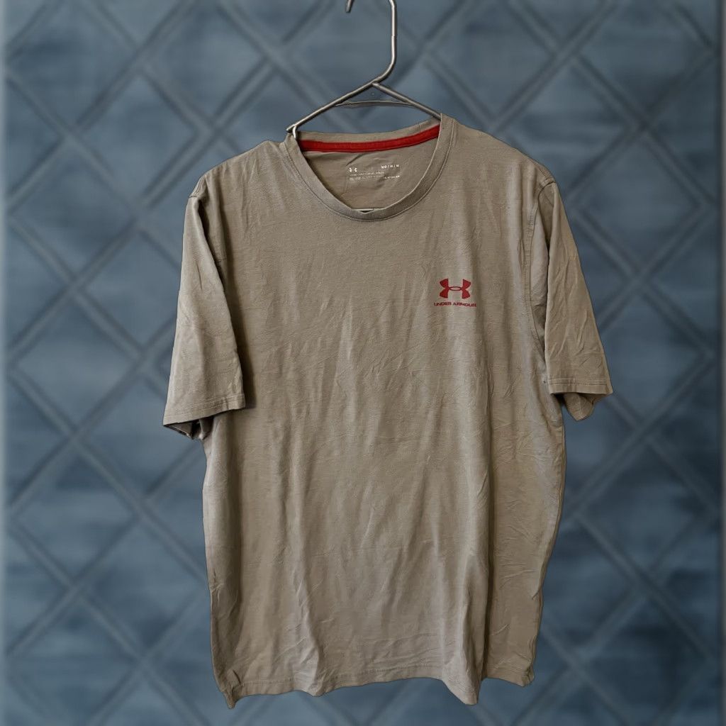 Under Armour Under Armour T-Shirt Men M Short Sleeve Crew Neck Heatgear Beige Graphic Logo Shirt Size US M / EU 48-50 / 2 - 1 Thumbnail