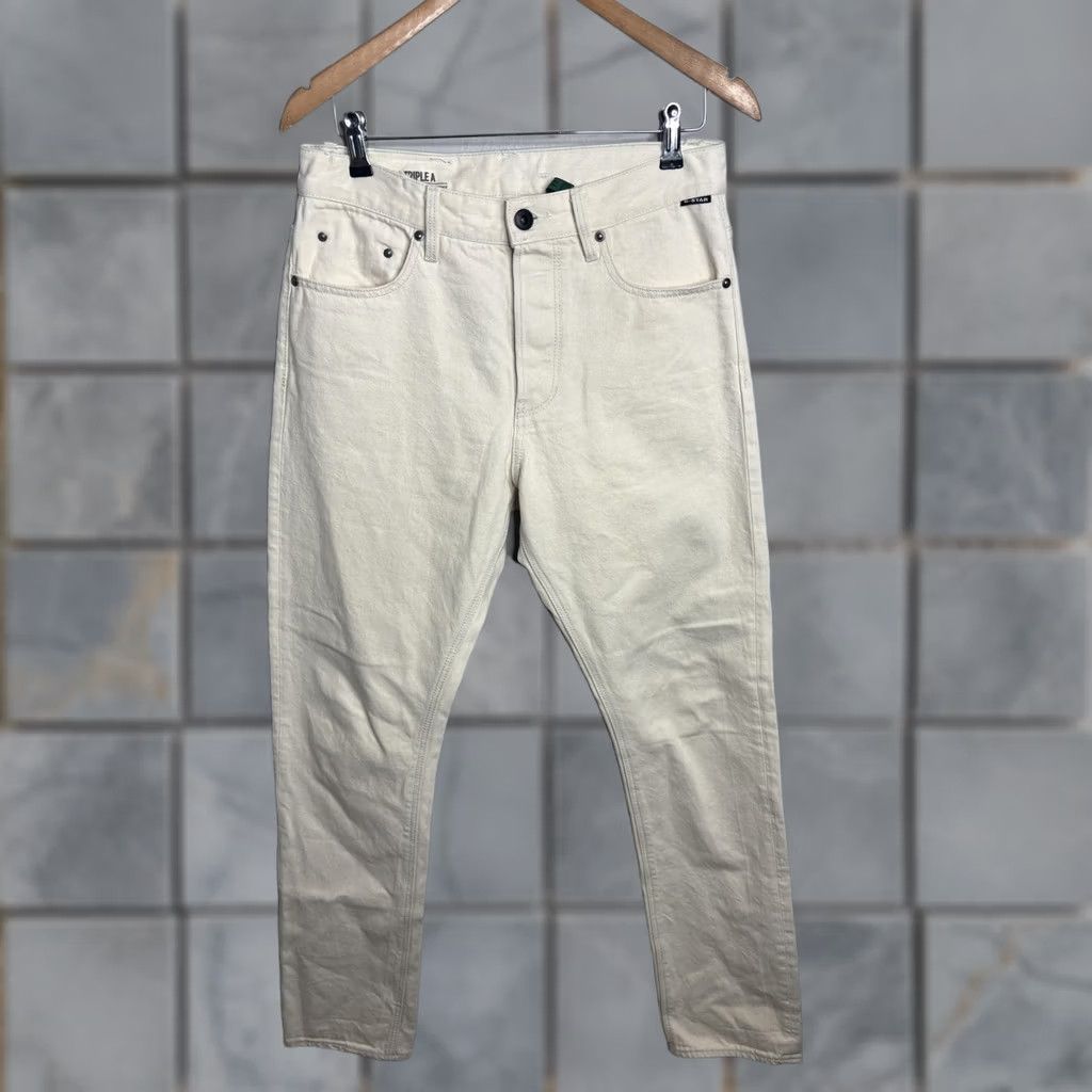 Vintage G-Star RAW Triple A Regular Straight Jeans Mens Off-White Cream Denim Pants Size US 33 - 1 Thumbnail