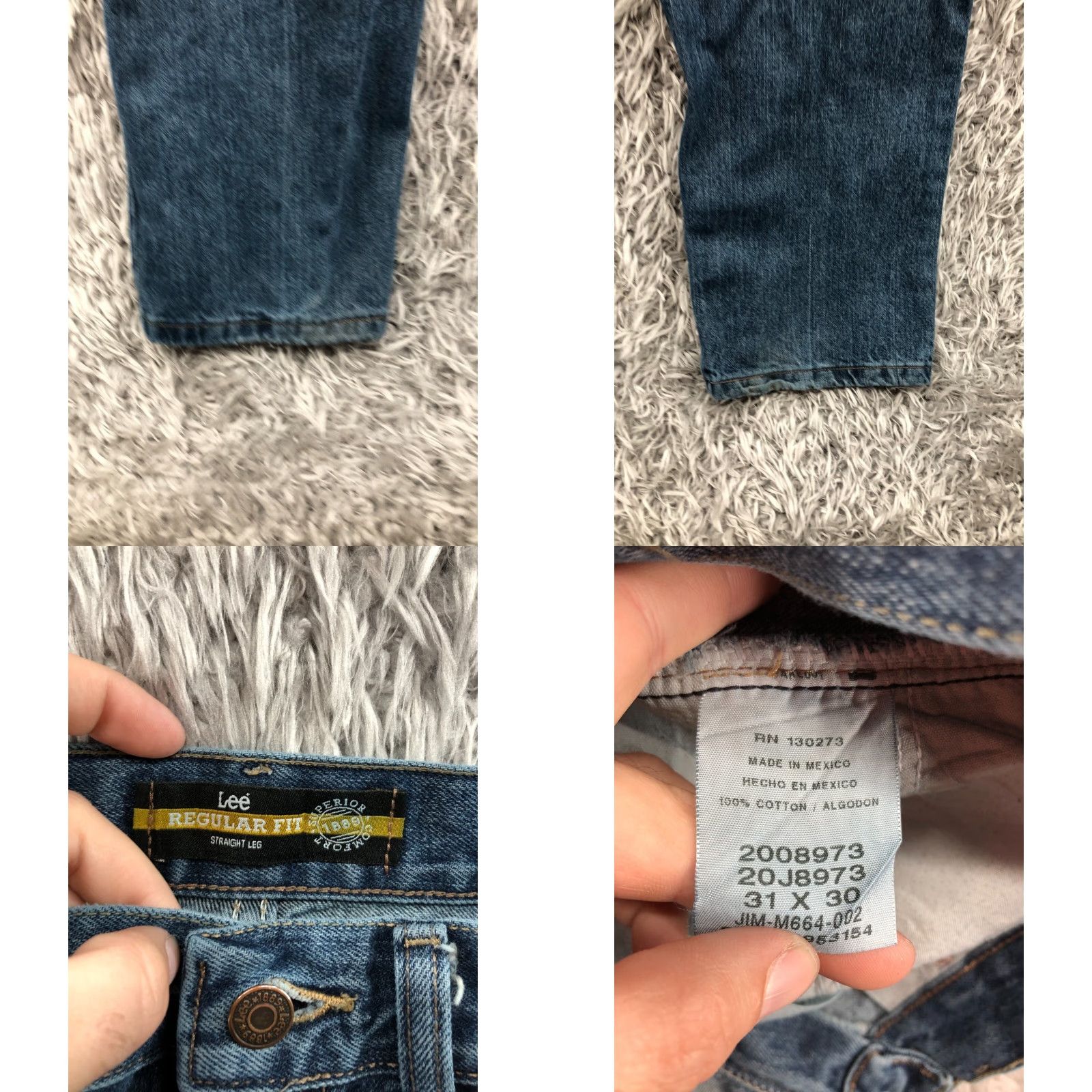 Lee Lee Regular Straight Jeans 31x30 Mens Mid Rise Blue Wash Denim 5-Pocket Belt Loops Slim Fit Size US 31 - 8 Thumbnail