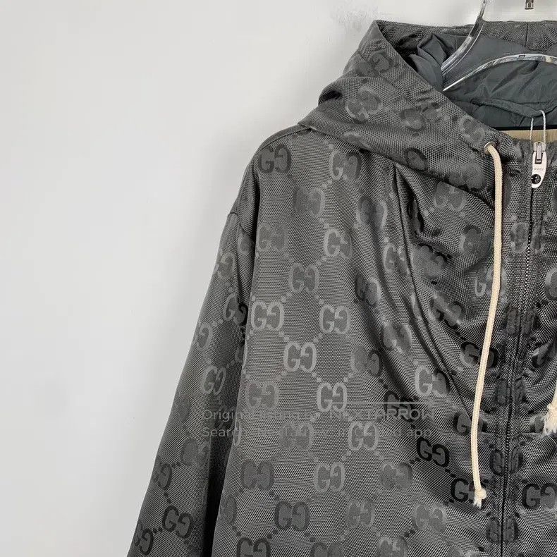 Gucci Gucci Black logo printed full-print hooded drawstring zipp Size US XS / EU 42 / 0 - 3 Thumbnail