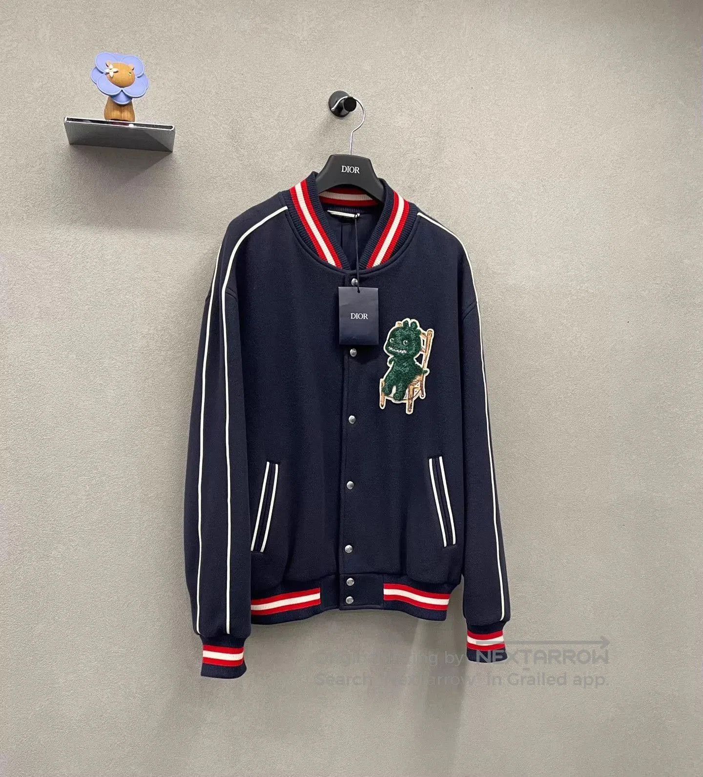 Dior Blue Varsity Bomber Jacket with Embroidered Patch. Size US L / EU 52-54 / 3 - 3 Thumbnail