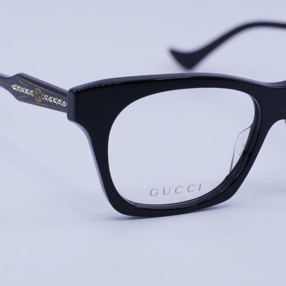 Gucci Gucci GG1299O 001 Eyeglasses Black 55mm Square Frame Size ONE SIZE - 4 Thumbnail