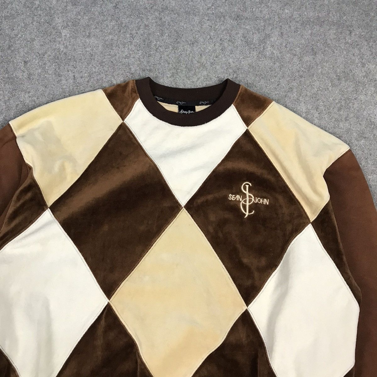 Japanese Brand × Sean John SEAN JHON PATCHWORK VELVET SUN FADED SWEATSHIRT Size US XL / EU 56 / 4 - 2 Thumbnail