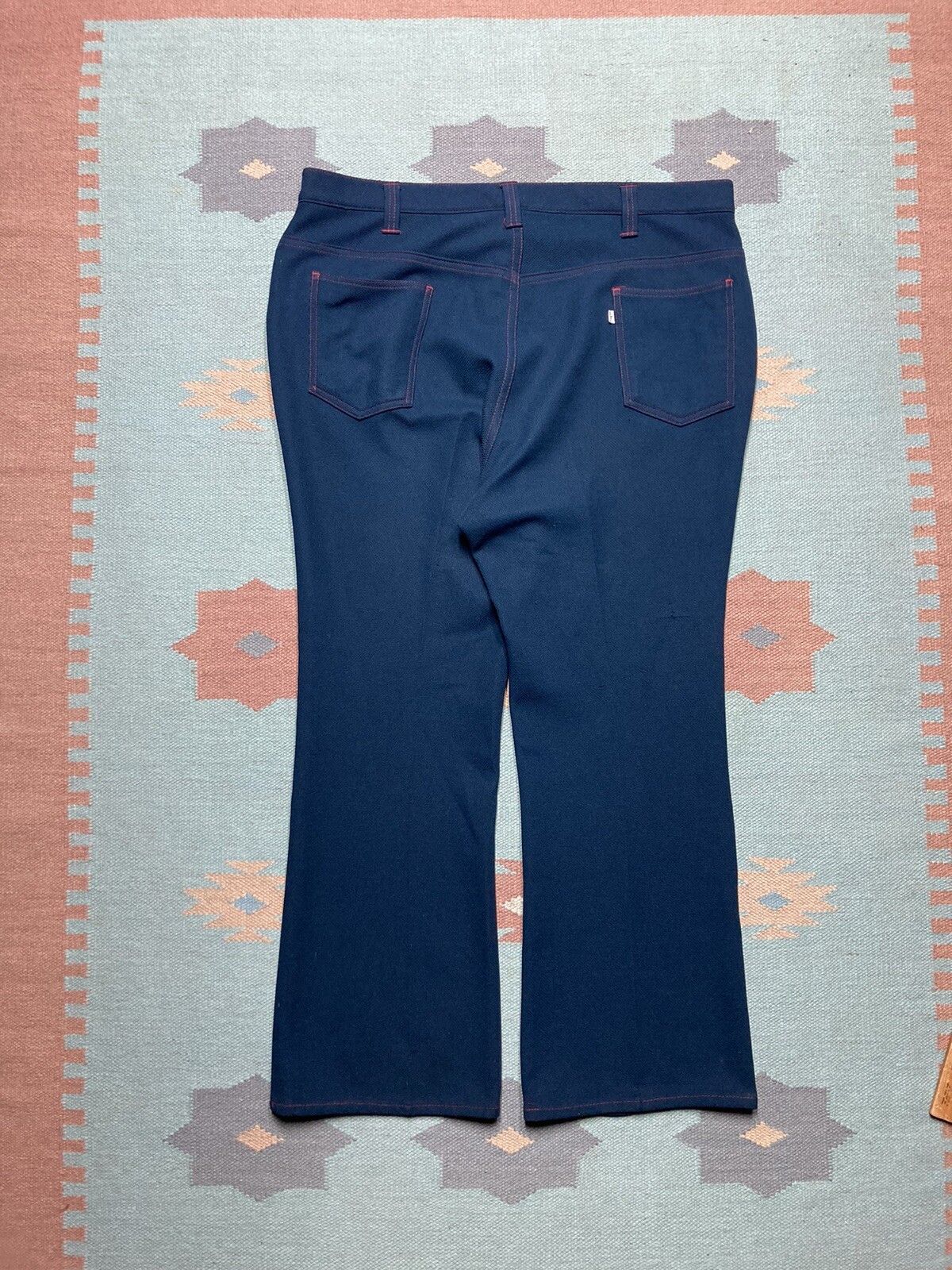 Vintage 1960s Levis big E gentleman jeans knit polyester pants 40x30 Size US 40 / EU 56 - 1 Thumbnail