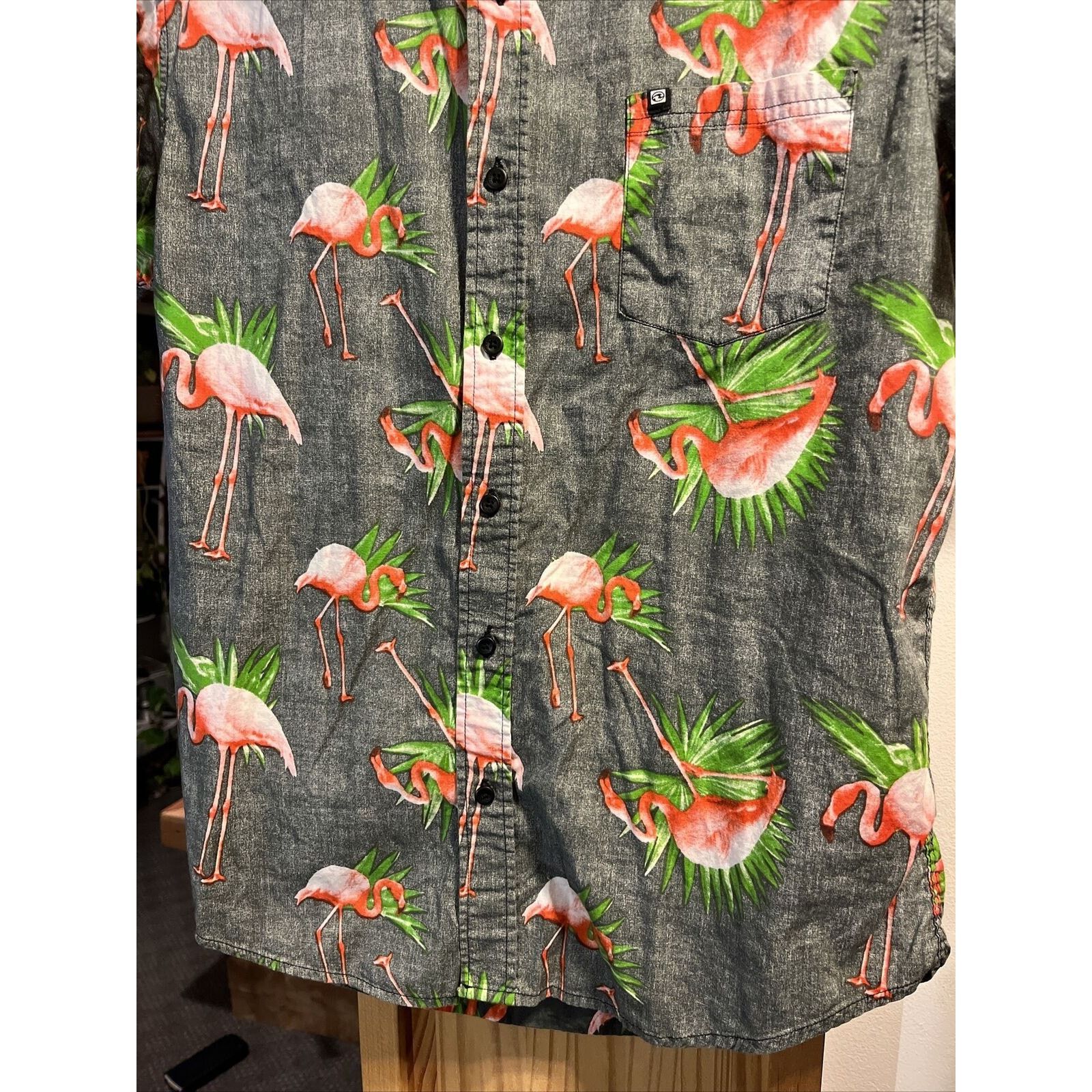 Ocean Current Ocean Current Men’s S Gray Flamingo SS Cotton Hawaiian Shirt Size US S / EU 44-46 / 1 - 10 Thumbnail