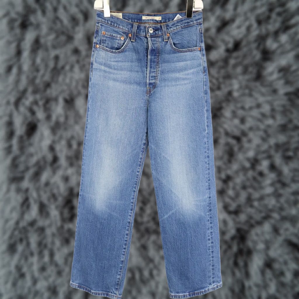 Levi's LEVI'S Ribcage Straight Jeans Women's W27/L27 Fade Whiskers Wide Leg Denim Jeans Size 27" / US 4 / IT 40 - 1 Thumbnail