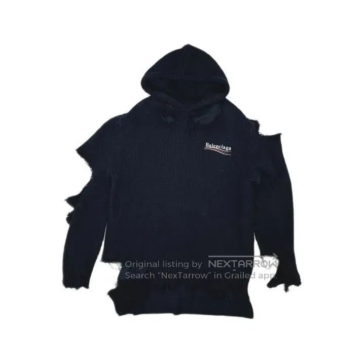 Balenciaga Balenciaga FW21 Black Logo Distressed Hoodie. Size US XS / EU 42 / 0 - 2 Thumbnail