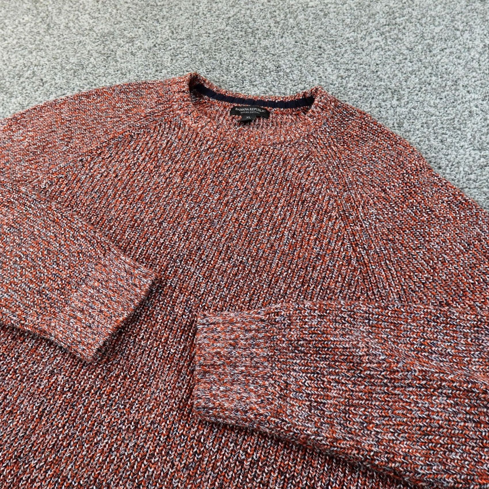 Banana Republic Banana Republic Sweater Mens XL Orange Speckled Heavy Rib Knit Crewneck Pullover Size US XL / EU 56 / 4 - 2 Thumbnail