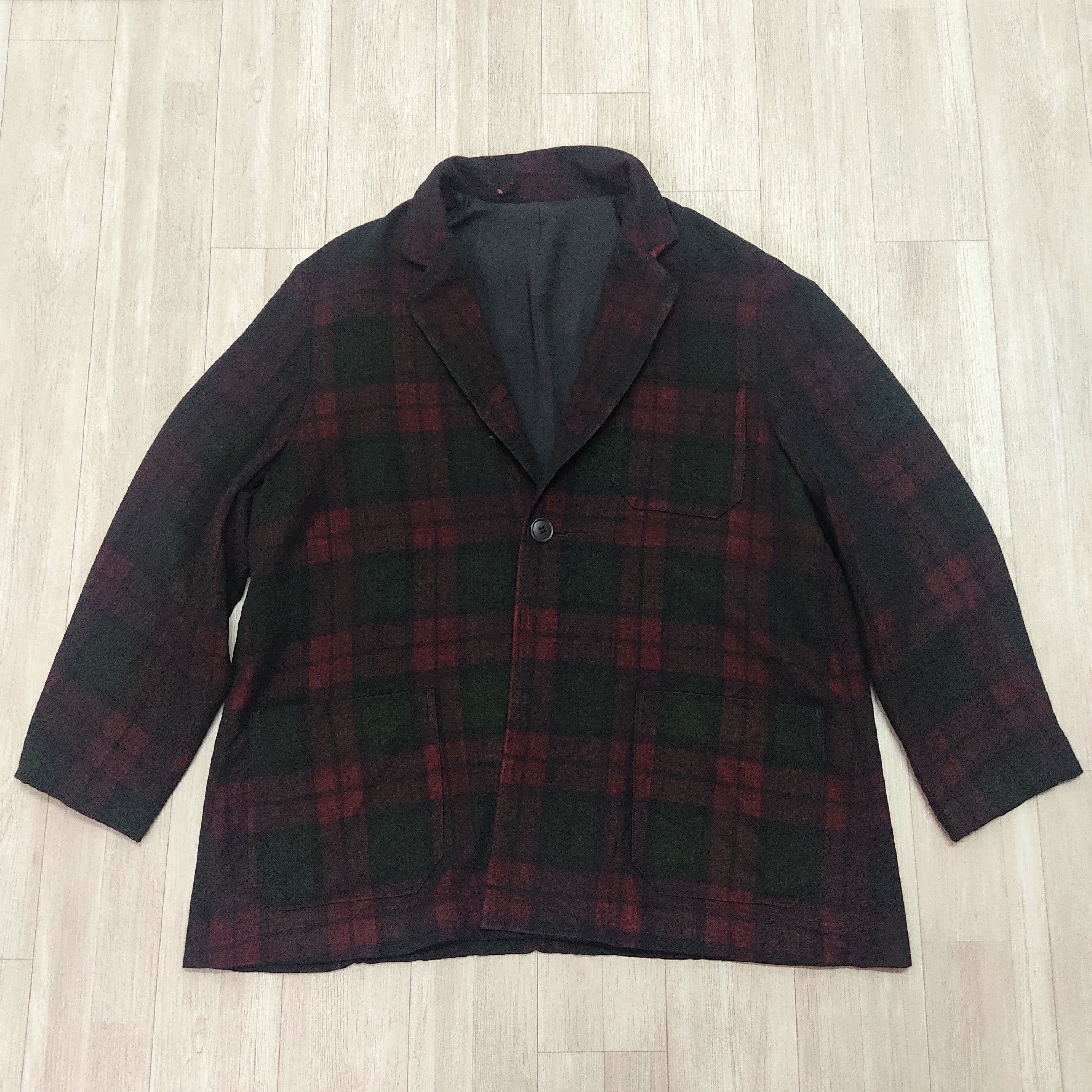 Yohji Yamamoto YOHJI YAMAMOTO Madras Checkers Wool Rayon Blazer Jacket Size US L / EU 52-54 / 3 - 5 Thumbnail