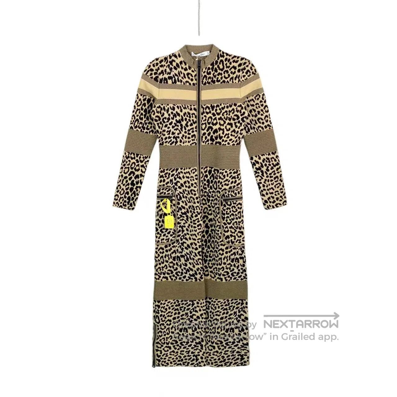 Dior Dior Leopard print back logo slogan long-sleeved jumpsuit| Size XXS / US 00 / IT 34 - 1 Thumbnail