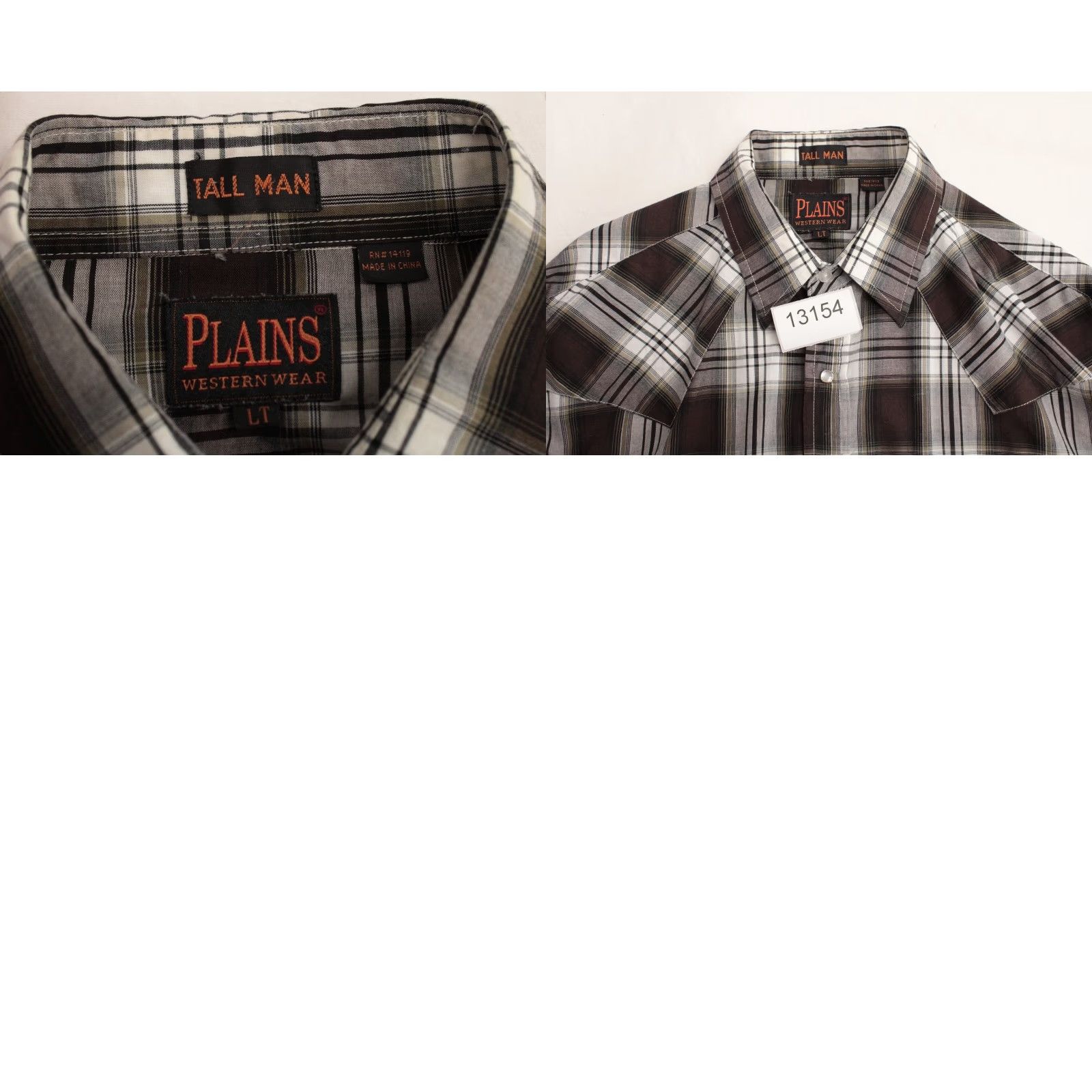 Vintage Plains Western Wear Shirt Mens Size LT Long Sleeve Pearl Snap Plaid Brown Cowboy Size US L / EU 52-54 / 3 - 8 Thumbnail