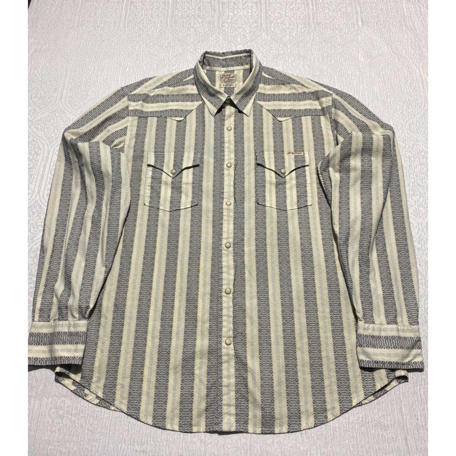 Lucky Brand Lucky Brand Dungarees Shirt Mens XL Pearl Snap Casual Western Cowboy Striped Shirt Size US XL / EU 56 / 4 - 2 Thumbnail