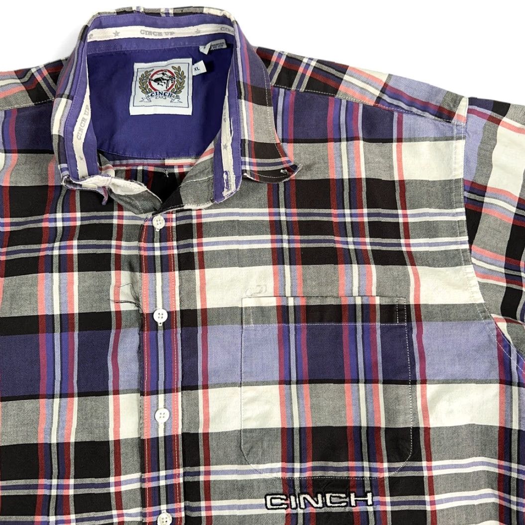 Vintage Cinch Western Shirt XL Adult Purple White Plaid Cowboy Work Shirt Size US XL / EU 56 / 4 - 2 Thumbnail
