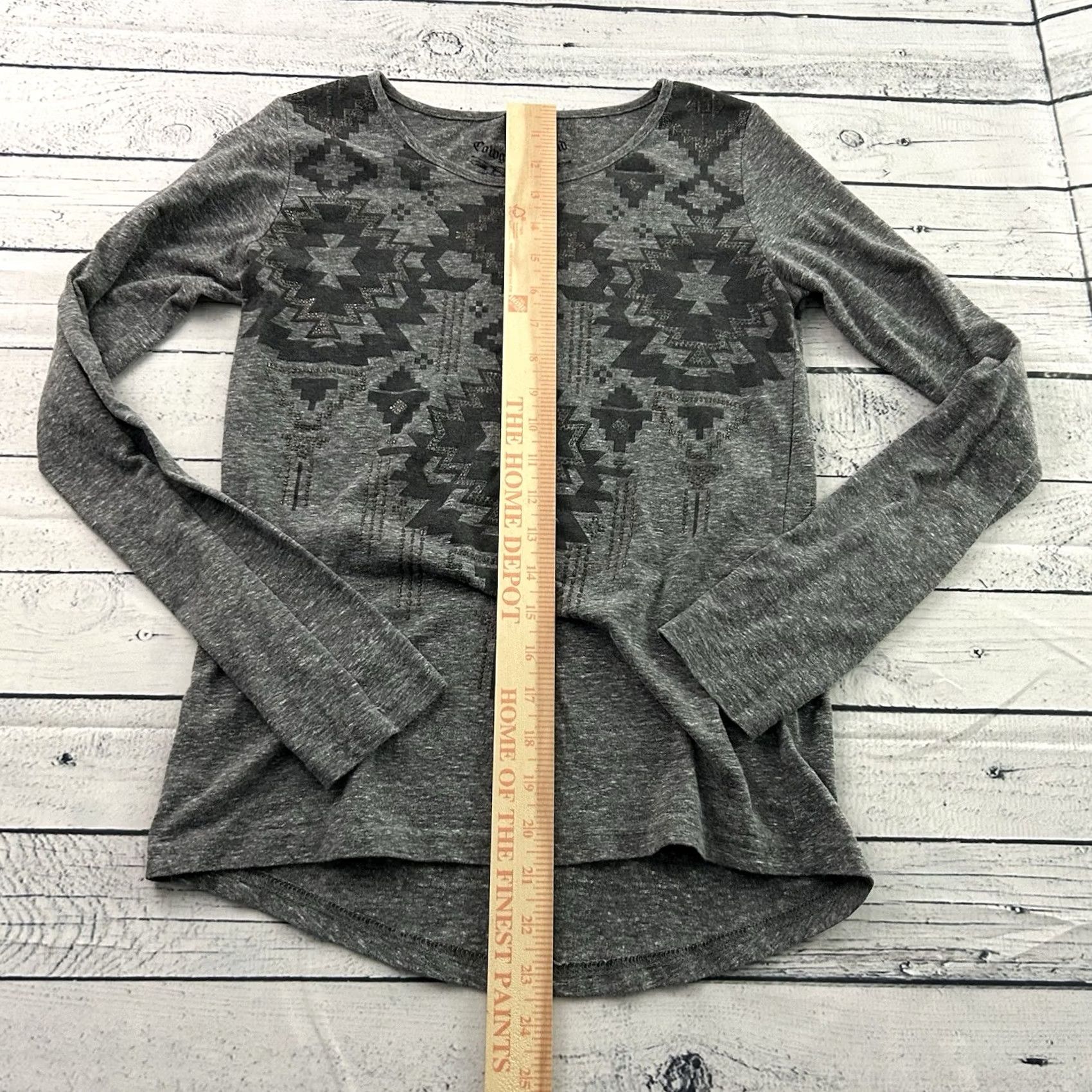 Vintage Cowgirl Legend Long Sleeve Top Mens Gray M Shirt Size M / US 6-8 / IT 42-44 - 3 Thumbnail
