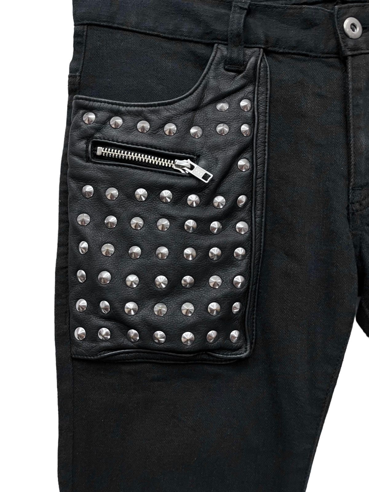 New Rock 🔥GLAD NEWS Punk Studded Leather Pocket Stretch Skinny Denim Size 28" / US 6 / IT 42 - 4 Thumbnail