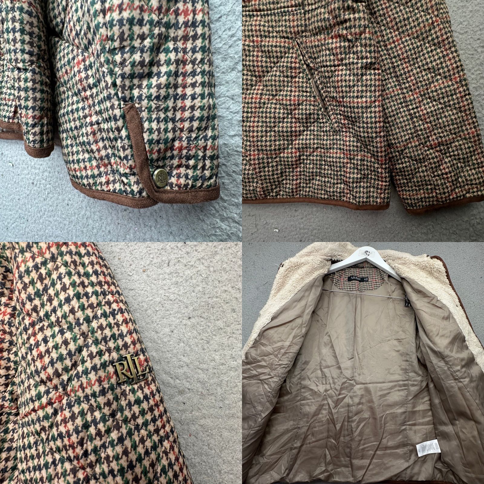Ralph Lauren VINTAGE Lauren Ralph Lauren Houndstooth Corduroy-Trim Quilted Coat Women XL Merlot 24480 Womens XL Merlot Houndstooth Corduroy-Trim Quilted Coat Size XL / US 12-14 / IT 48-50 - 8 Thumbnail