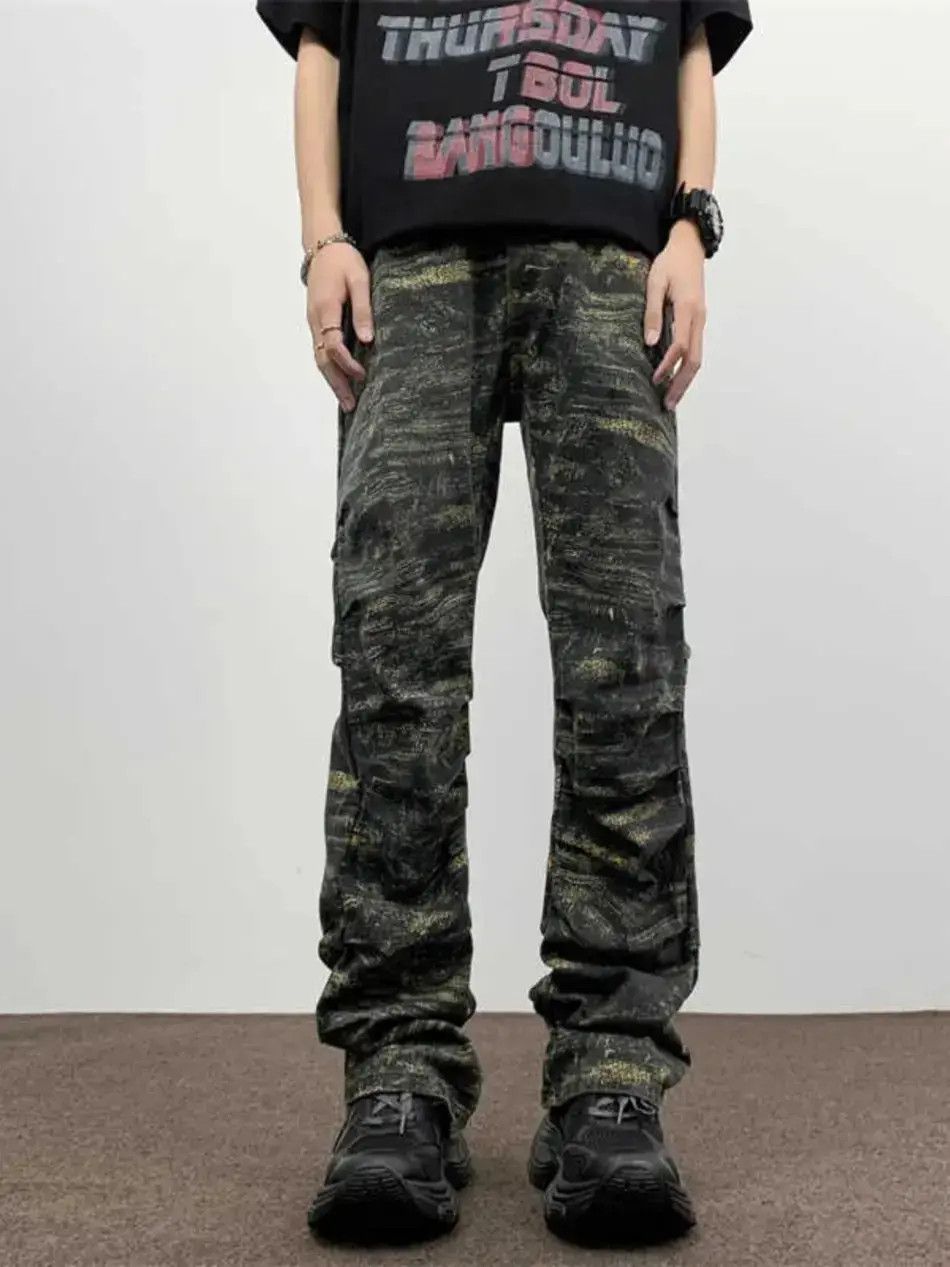 Japanese Brand Hip hop straight pleated camouflage jeans Size US 32 / EU 48 - 2 Thumbnail