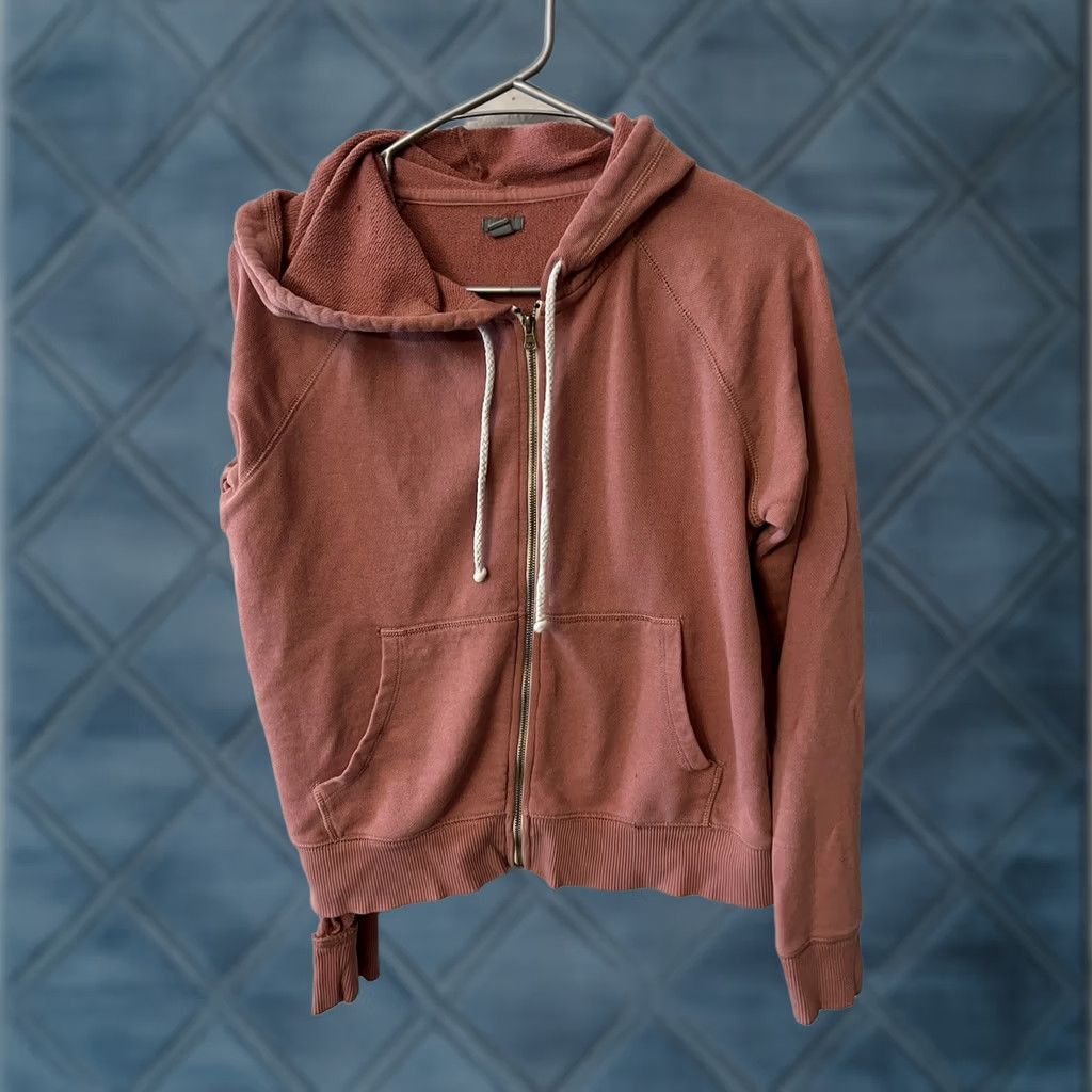 Vintage Aerie Hoodie Women's M Pink Salmon Full Zip Drawstring Pockets Hooded Sweater Shirtless? Size M / US 6-8 / IT 42-44 - 1 Thumbnail