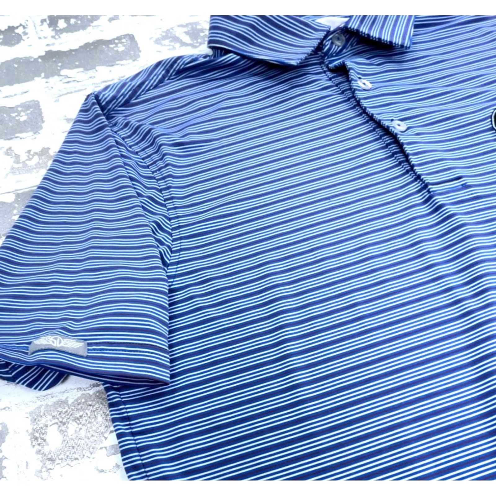 Vintage Straight Down Polo Shirt Men M Blue Striped Performance Golf Size US M / EU 48-50 / 2 - 5 Thumbnail
