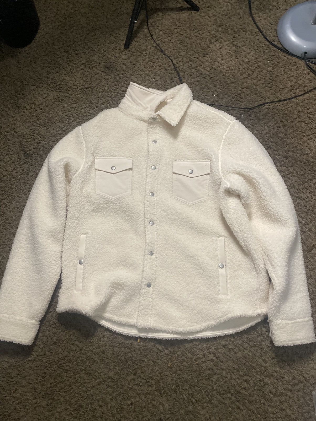 Other Cream button-up fleece jacket #winterjacket Size L / US 10 / IT 46 - 1 Thumbnail