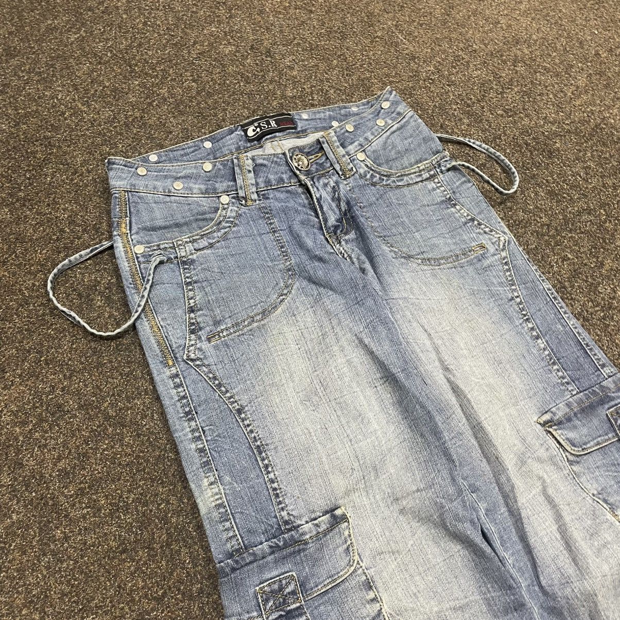 Vintage Y2K Baggy Cargo Denim Jeans Faded Blue Distressed W34 Grunge Size 28" / US 6 / IT 42 - 6 Thumbnail