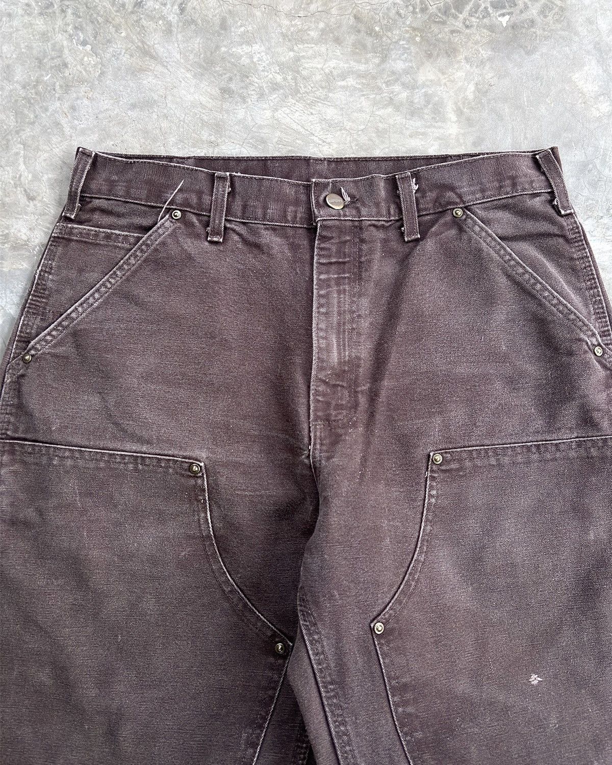 Carhartt Faded Dark Brown Carhartt Double Knees B136 DKB Size US 33 - 2 Thumbnail