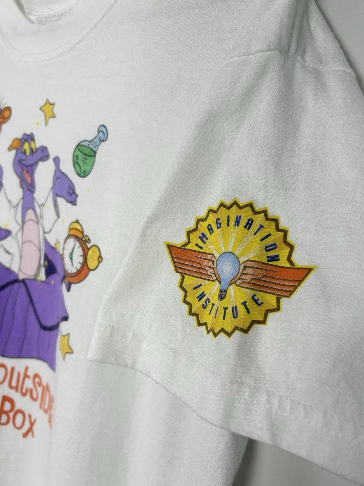 Disney × Vintage VTG FIGMENT THINK OUTSIDE THE BOX T-SHIRT SIZE M WHITE Size US M / EU 48-50 / 2 - 3 Thumbnail