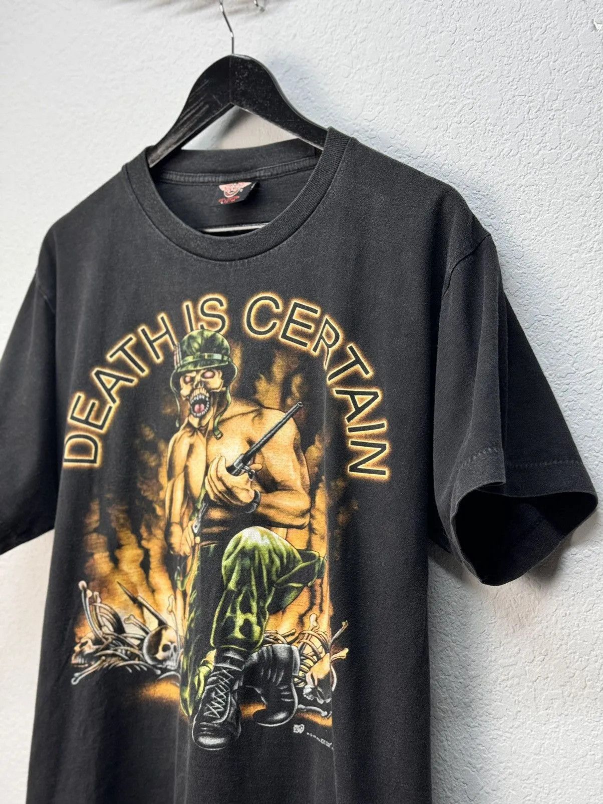 Band Tees Vintage 3d Emblem Death Is Certain Rare Military Made In USA Size US XL / EU 56 / 4 - 3 Thumbnail