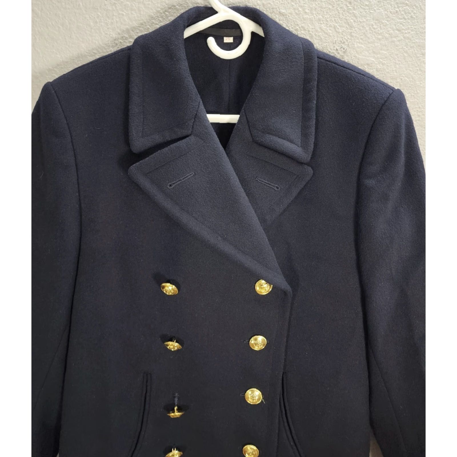 Vintage VINTAGE Joba Coat Navy Blue Wool Military Button 70s Overcoat Women's size 25 Size 4XL / US 24-26 - 4 Thumbnail