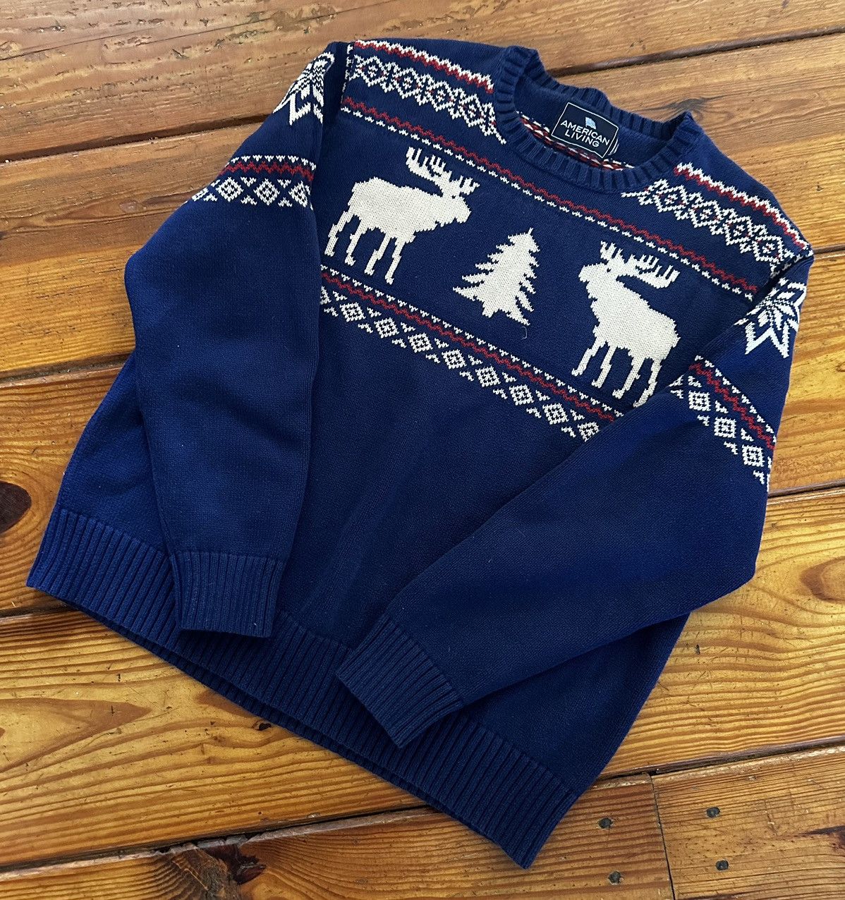 image of American Living x Made In USA Midwest Emo Moose Sweater, Men's (Size Large)