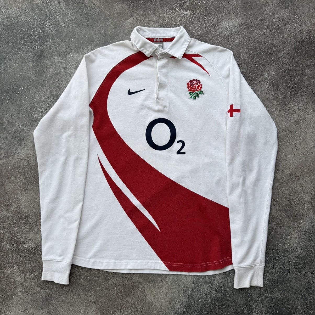 Nike Vintage England Rurgby Polo Long Sleeve Shirt