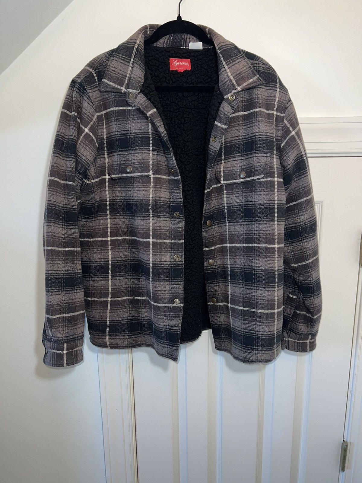 Supreme Supreme Shearling Lined Flannel Shirt | Grailed