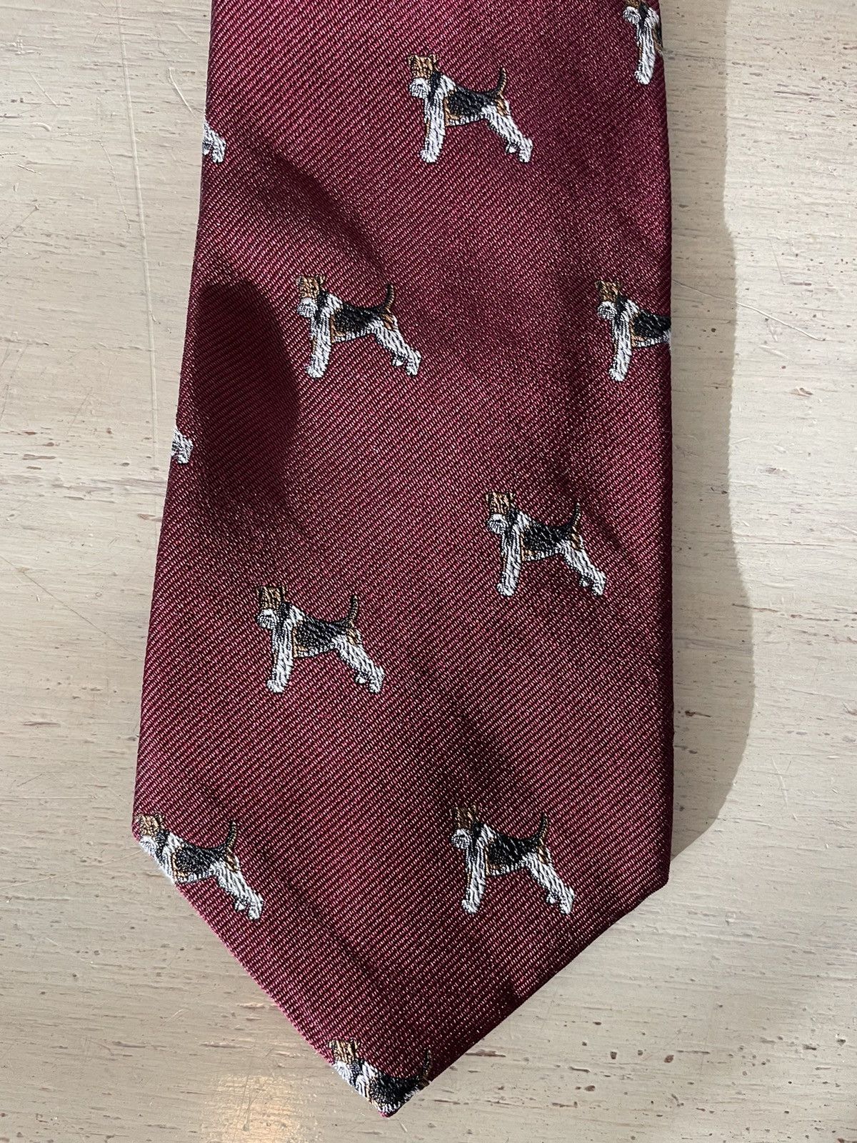 Polo Ralph Lauren × Vintage Rare Wire-Haired Fox Terrier Document No. 2 Print Silk Tie Size ONE SIZE - 6 Thumbnail