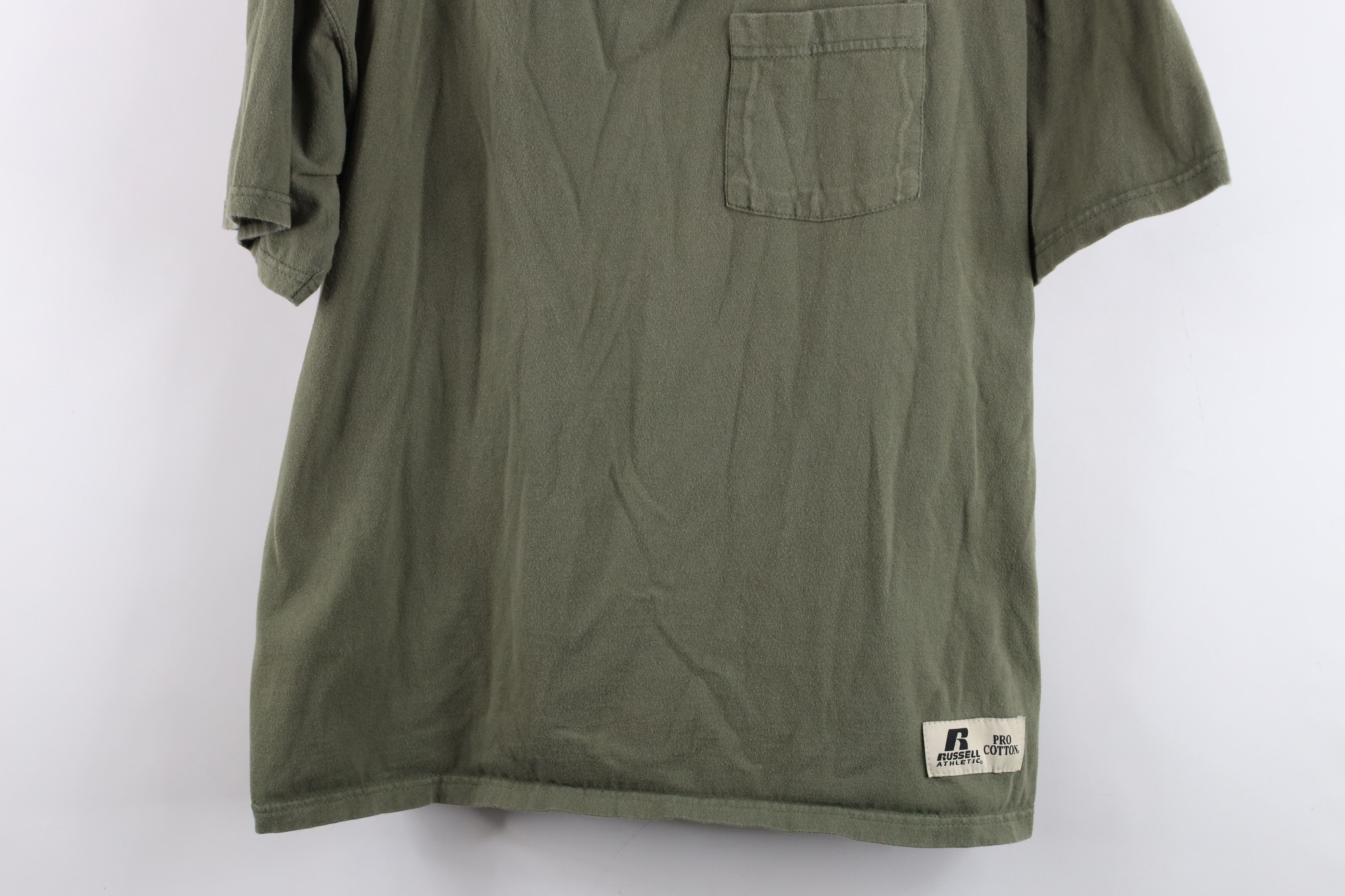 Russell Athletic Vintage 90s Russell Athletic Cotton T-Shirt Olive Green Size US L / EU 52-54 / 3 - 3 Thumbnail