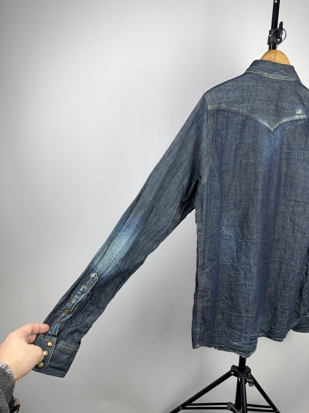 Diesel 00s Vintage Diesel Western Denim Shirt Faded Blue Cotton Size US L / EU 52-54 / 3 - 18 Thumbnail
