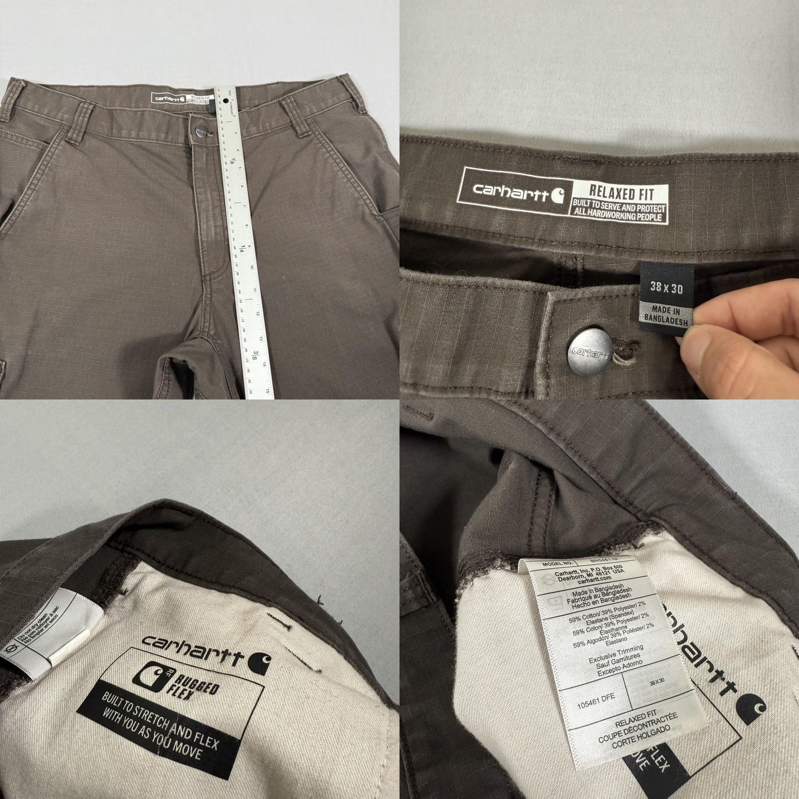 Carhartt Carhartt Rugged Flex Cargo Pants Mens 38x30 Brown Canvas Workwear Relaxed Straight Front Zip Fly Pockets Size US 38 / EU 54 - 8 Thumbnail