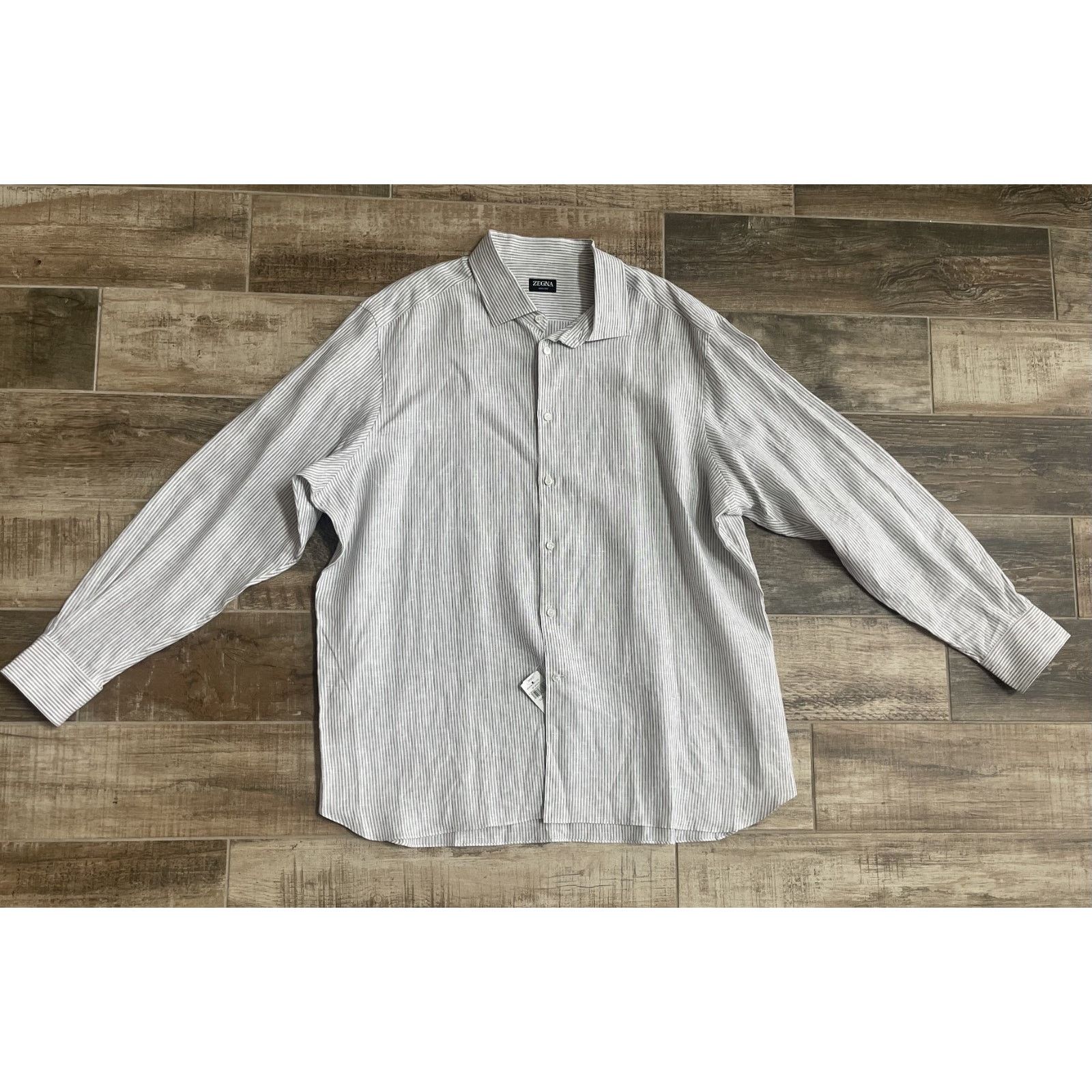 Ermenegildo Zegna $1,595 NWT Ermenegildo Zegna Oasi Lino Linen Shirt 3XL Size US XXL / EU 58 / 5 - 1 Thumbnail