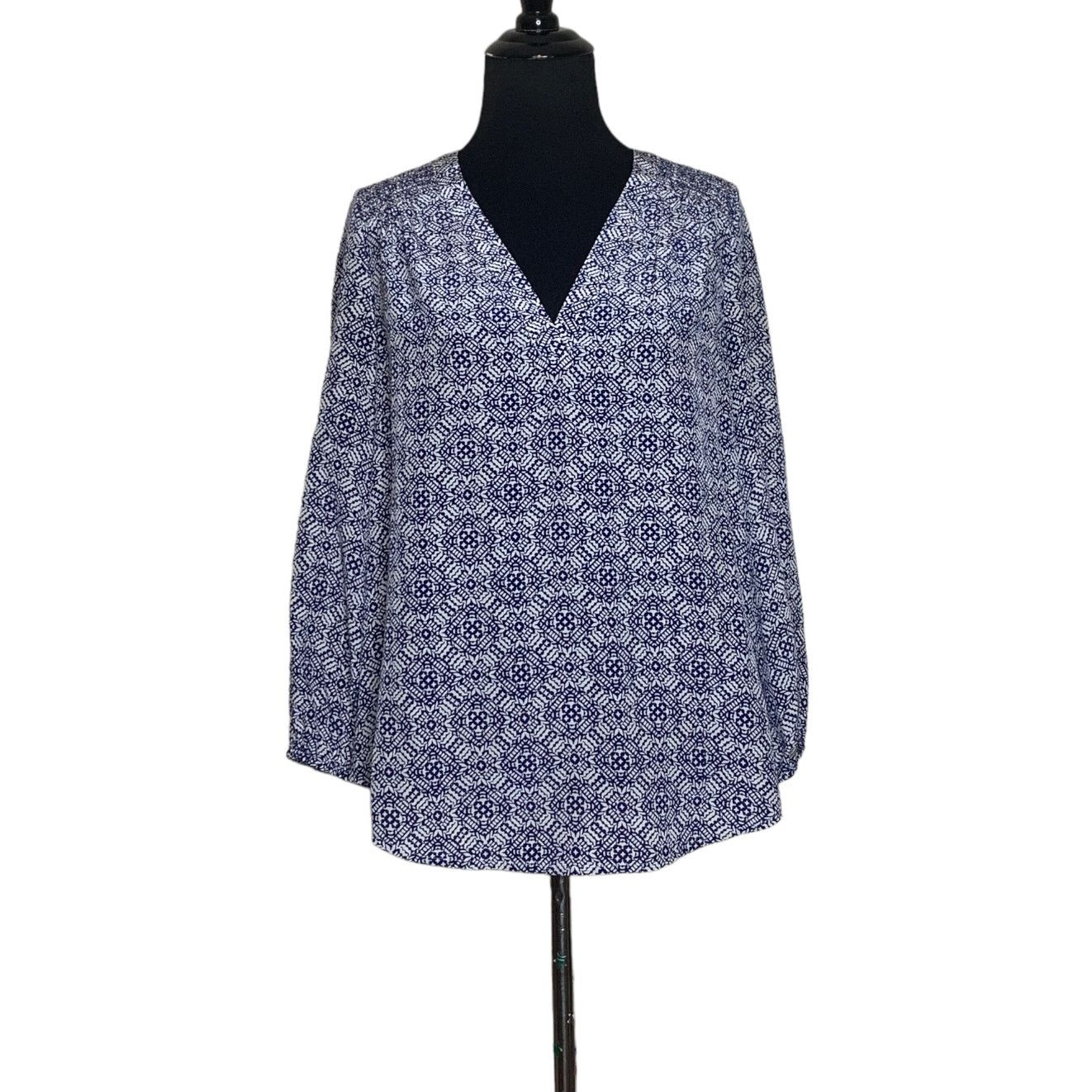 Joie Joie blue print silk 3/4 sleeves v neck tunic top size XXS Size XXS / US 00 / IT 34 - 8 Thumbnail
