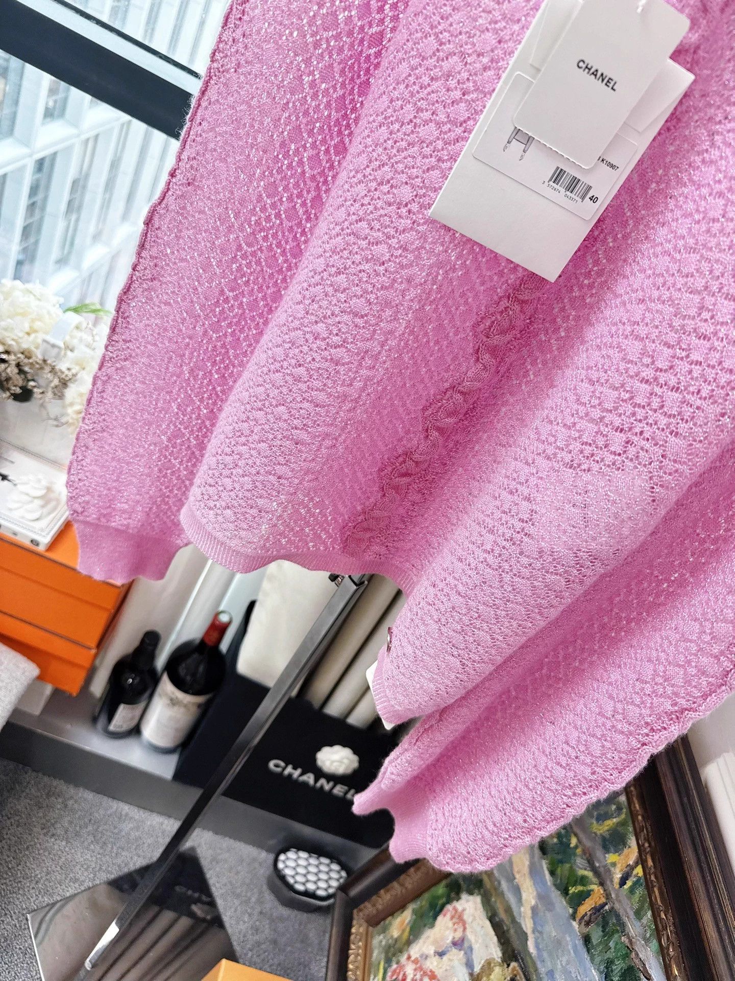 Chanel Chanel 23B Peach Glitter Turtleneck Knit LS Top 40 Size M / US 6-8 / IT 42-44 - 2 Thumbnail