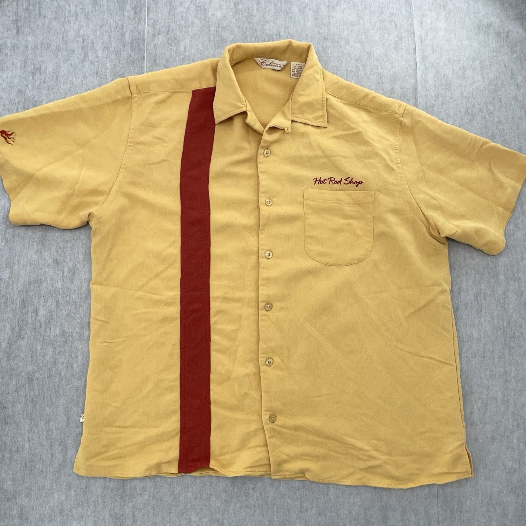 Cubavera Cubavera Shirt Adult Large Yellow Hot Rod Shop Embroidered Loop Collar Mens L Size US L / EU 52-54 / 3 - 2 Thumbnail