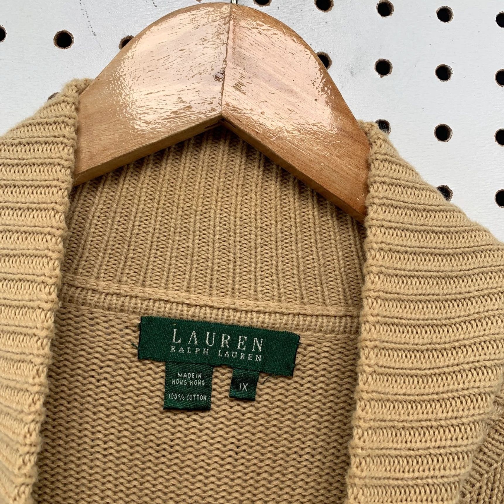 Ralph Lauren Ralph Lauren LRL Military Cardigan Sweater Womens 1X Caramel Knit Leather Button Cardigan Womens 1X Caramel Knit Button Size XL / US 12-14 / IT 48-50 - 3 Thumbnail